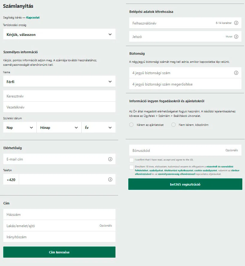 Bet365 regisztráció